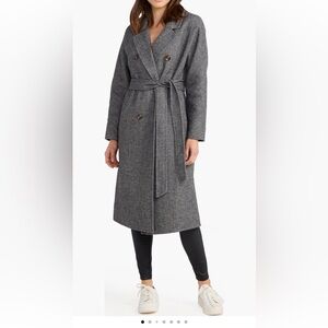 Belle & Bloom Standing Still Belted Wool  Trench Coat long Jacket medium NWT